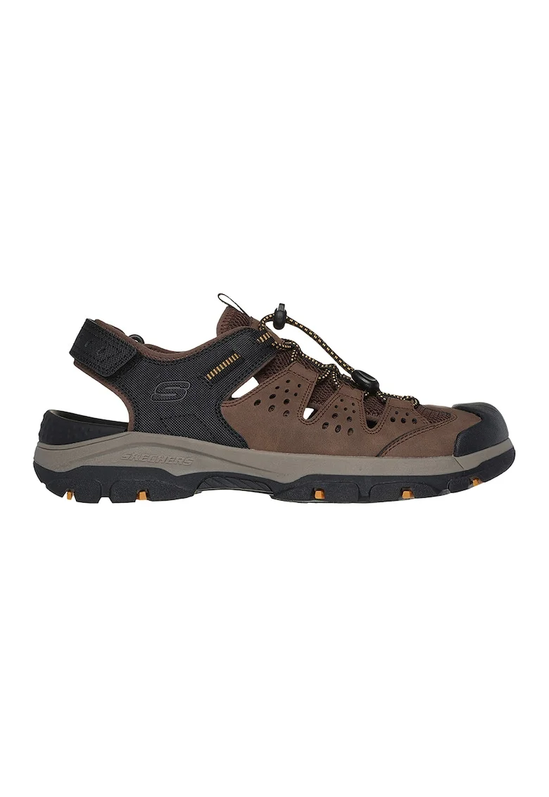 Sandale de piele ecologica si material textil Tresmen Menard, Negru/Maro