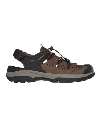 Sandale de piele ecologica si material textil Tresmen Menard, Negru/Maro