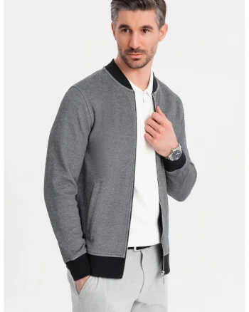 Bluza de trening cu fermoar, Alb/Negru
