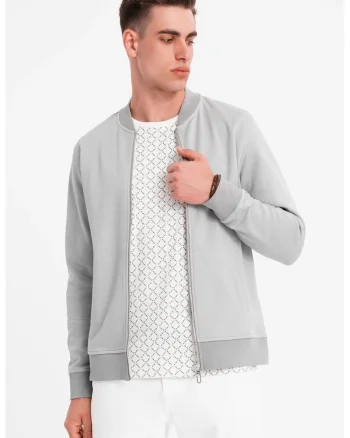 Bluza de trening cu fermoar, Gri cenusiu