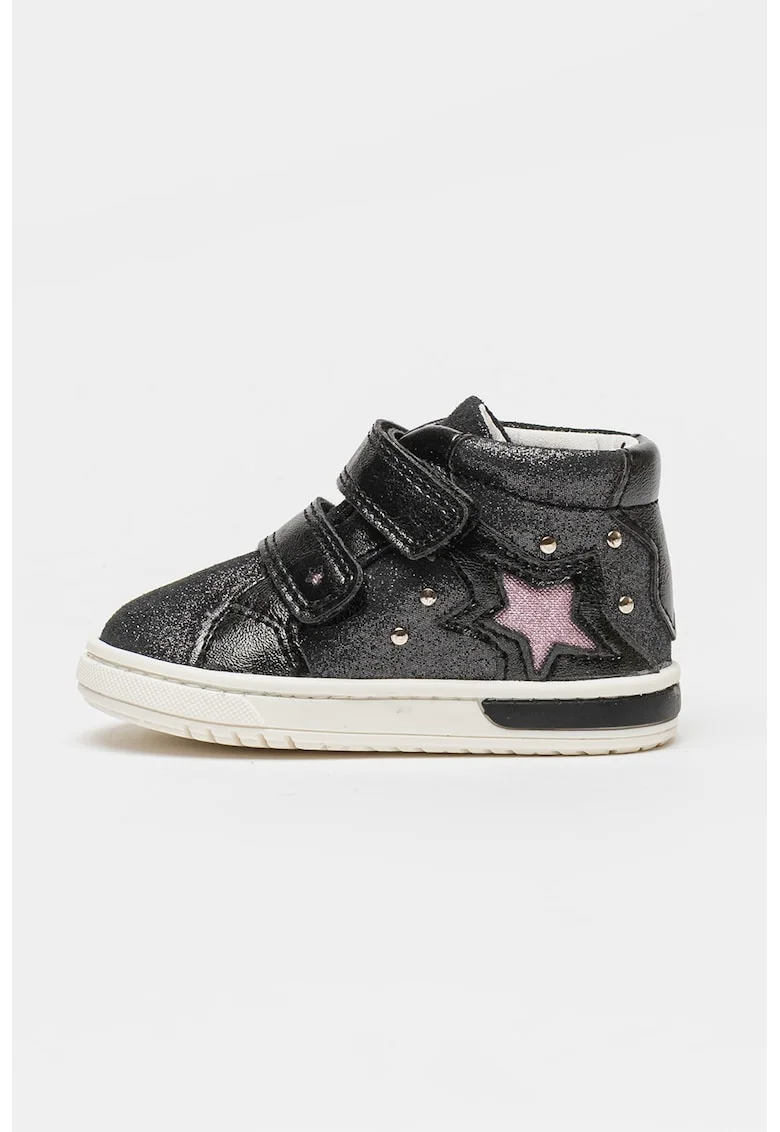 Pantofi sport cu design star si velcro, Negru