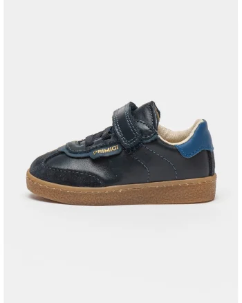 Pantofi sport din piele cu garnituri din piele intoarsa, Albastru ultramarin