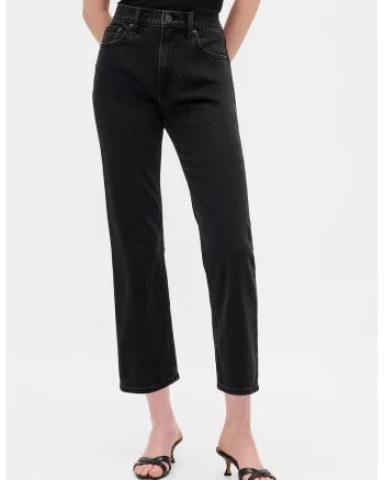 Blugi crop slim fit, Negru stins