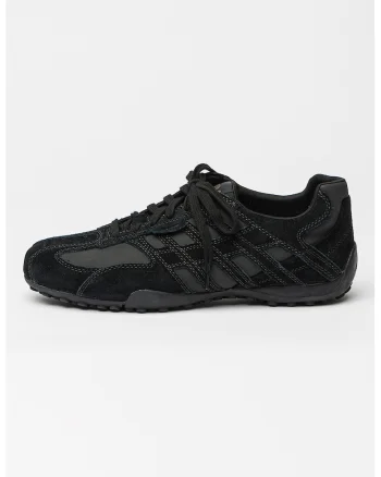 Pantofi sport cu garnituri din piele intoarsa si sireturi, Negru