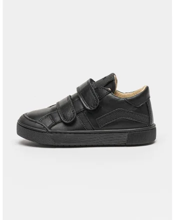 Pantofi sport din piele cu barete cu inchidere cu velcro, Negru