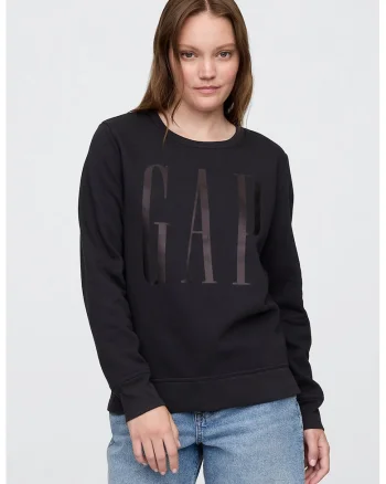 Bluza de trening cu croiala lejera si logo, Negru