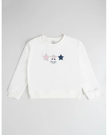 Bluza de trening din bumbac cu imprimeu stele, Alb