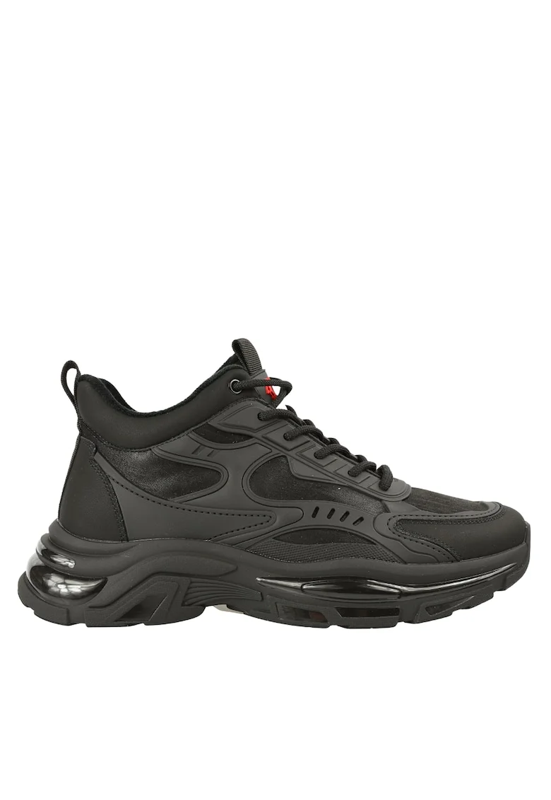 Ghete sport, barbati,  V270006A negru, piele naturala, Negru