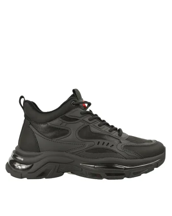 Ghete sport, barbati,  V270006A negru, piele naturala, Negru