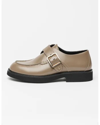 Pantofi loafer din piele cu barete cu catarama Eleri, Maro taupe