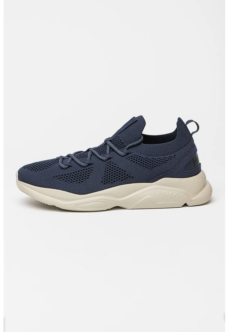 Pantofi sport din material textil cu model uni Leon, Albastru inchis