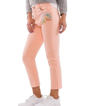 Blugi skinny crop cu broderie