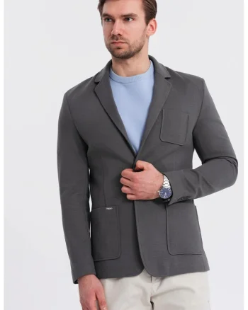 Sacou slim-fit cu buzunar pe piept