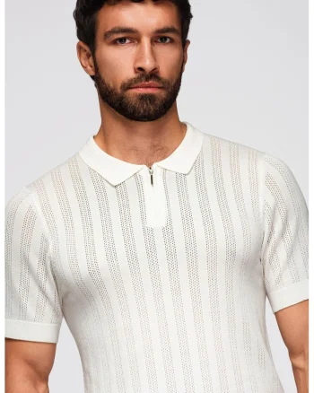 Tricou uni cu fenat cu fermoar, Alb