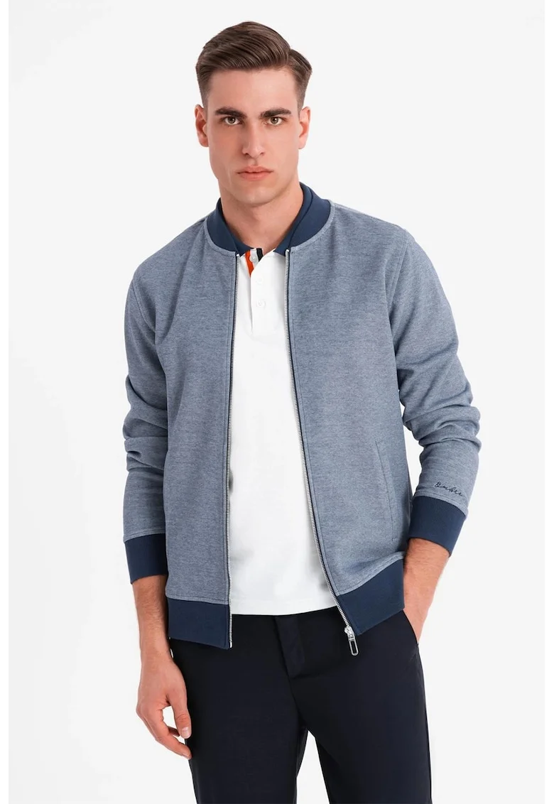 Bluza de trening cu fermoar, Albastru prafuit