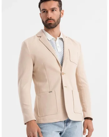 Sacou slim-fit cu buzunar pe piept