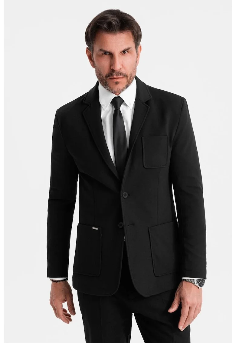 Sacou slim-fit cu buzunar pe piept