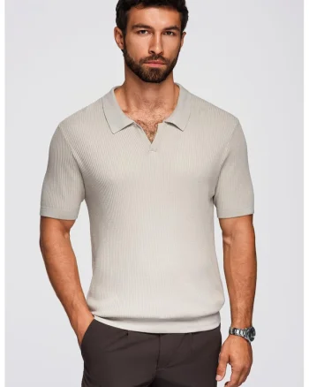 Tricou polo striat, Gri deschis