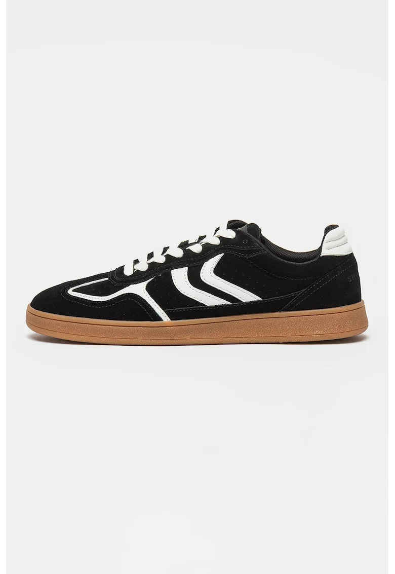 Pantofi sport low-cut din piele intoarsa Carson, Alb/Negru