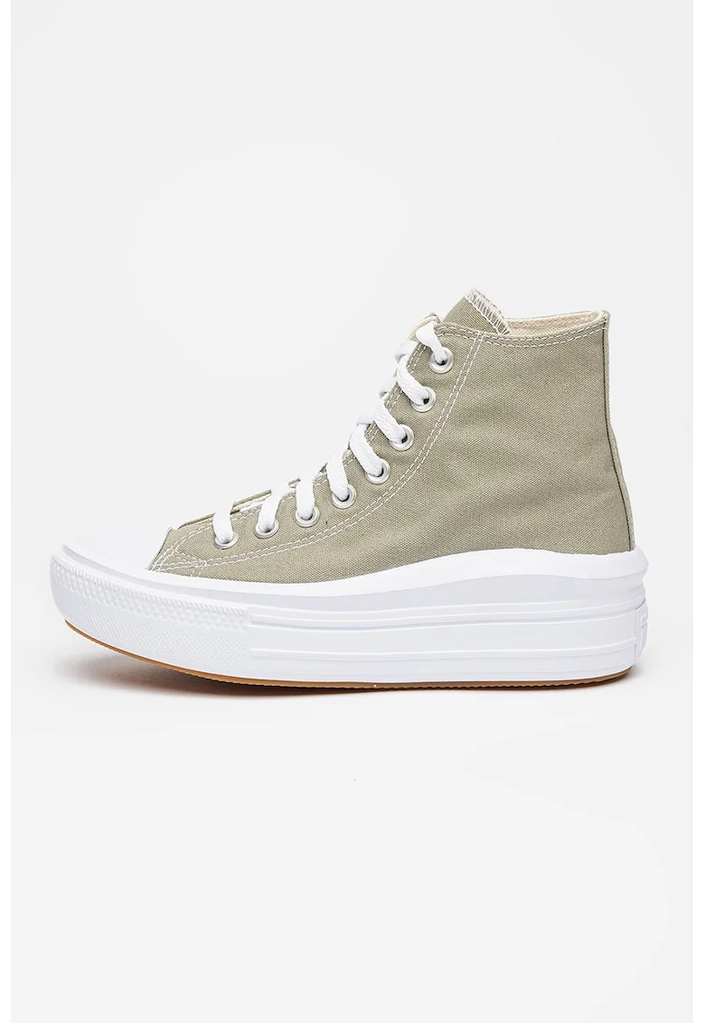 Tenisi high-cut cu platforma Chuck Taylor All Star Move, Alb/Verde pal
