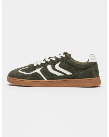 Pantofi sport low-cut din piele intoarsa Carson, Alb/Verde inchis