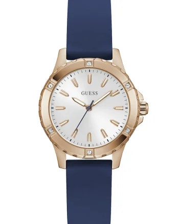 Ceas analog cu cristale Mist, Albastru inchis/Maro bronz
