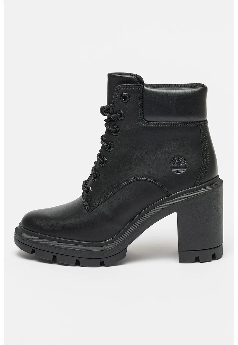 Botine de piele cu toc masiv Allington Heights, Negru