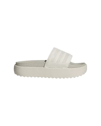 Papuci cu logo si platforma Adilette, Alb fildes
