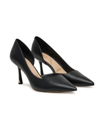 Pantofi dama  toc inalt, piele ecologica, negru