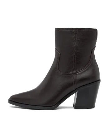 Botine din piele intoarsa cu toc cubanez Kora