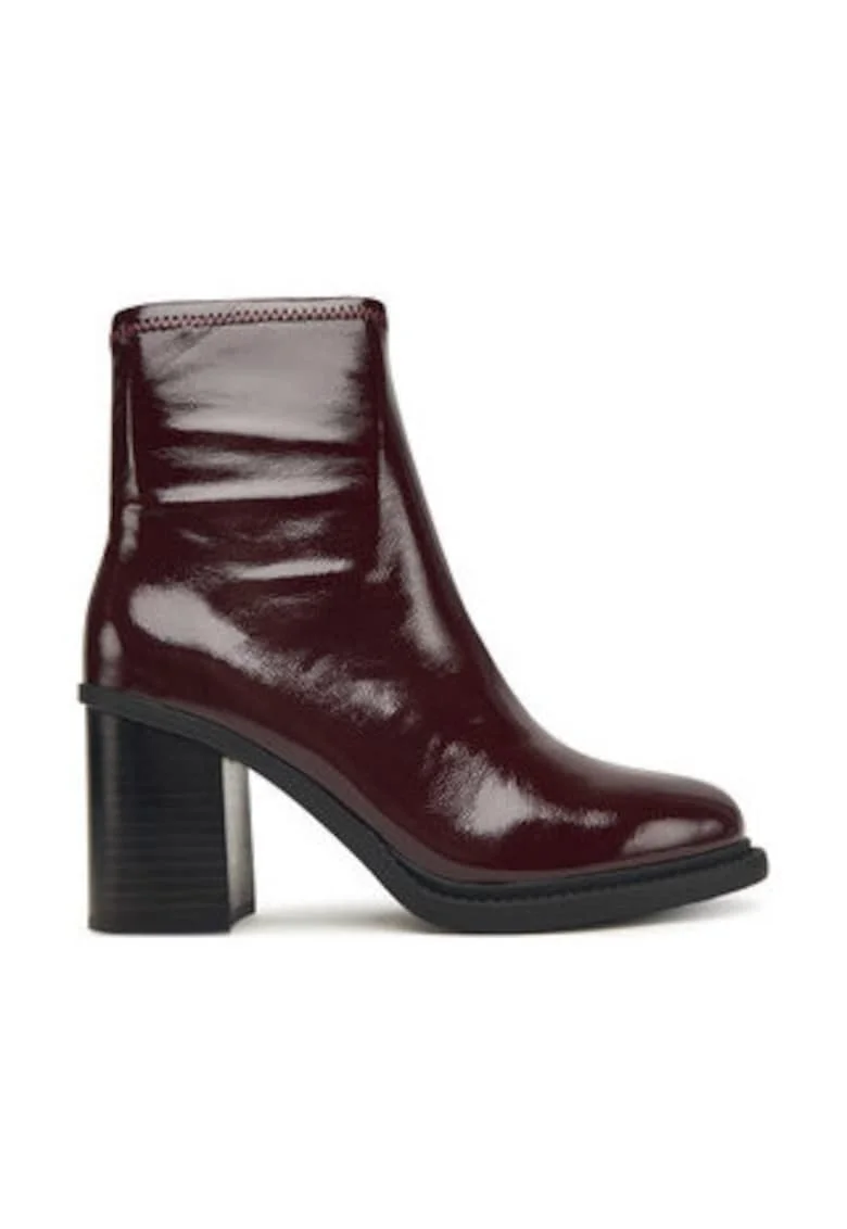 Botine dama,  piele ecologica, visiniu