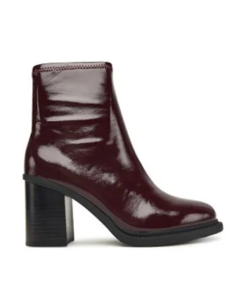 Botine dama,  piele ecologica, visiniu