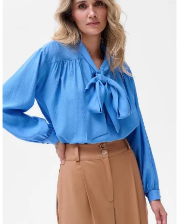 Bluza vaporoasa Lea cu guler funda din panglici