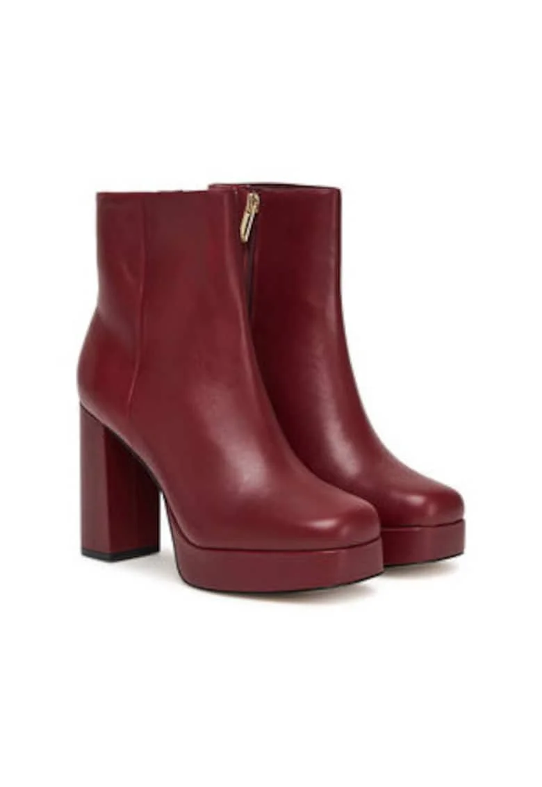 Botine dama,  piele naturala, rosu