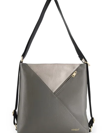 Geanta dama  Shopper, piele naturala, 32x32x9,, lungime curea max, 2 buzunare interioare, 1 buzunar exterior, Gri