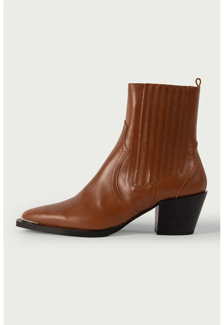 Botine din piele Western, Maro scortisoara