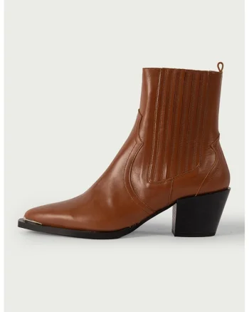 Botine din piele Western, Maro scortisoara