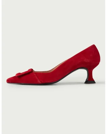 Pantofi din piele intoarsa cu varf ascutit Alana, Rosu vermillion
