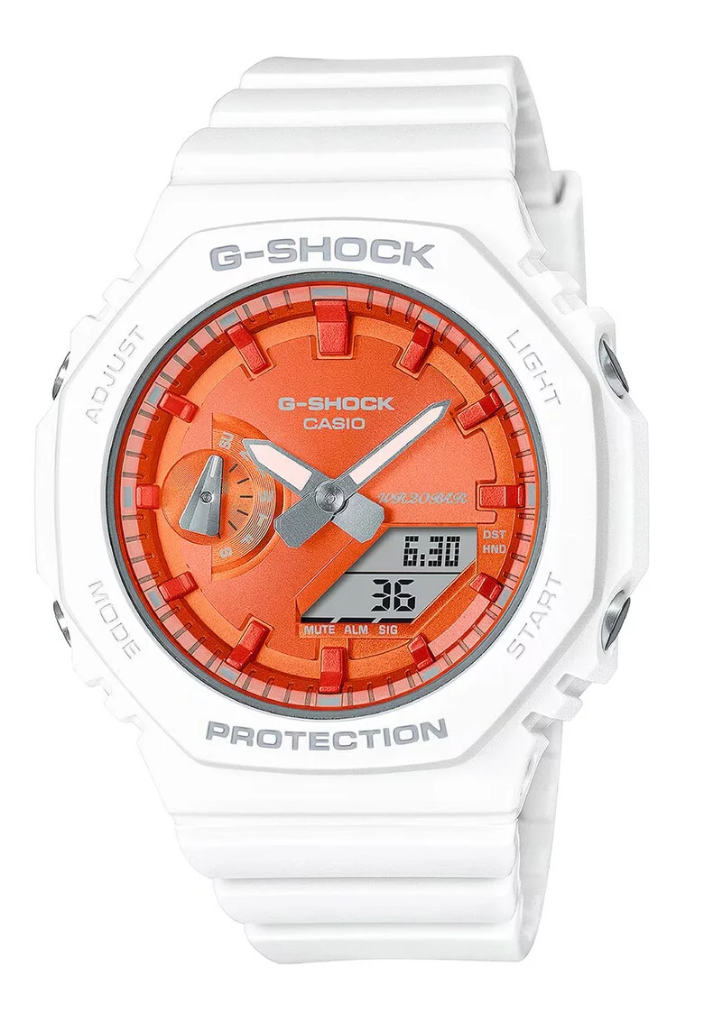 Ceas mixt rotund G-Shock, Alb