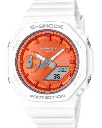 Ceas mixt rotund G-Shock, Alb