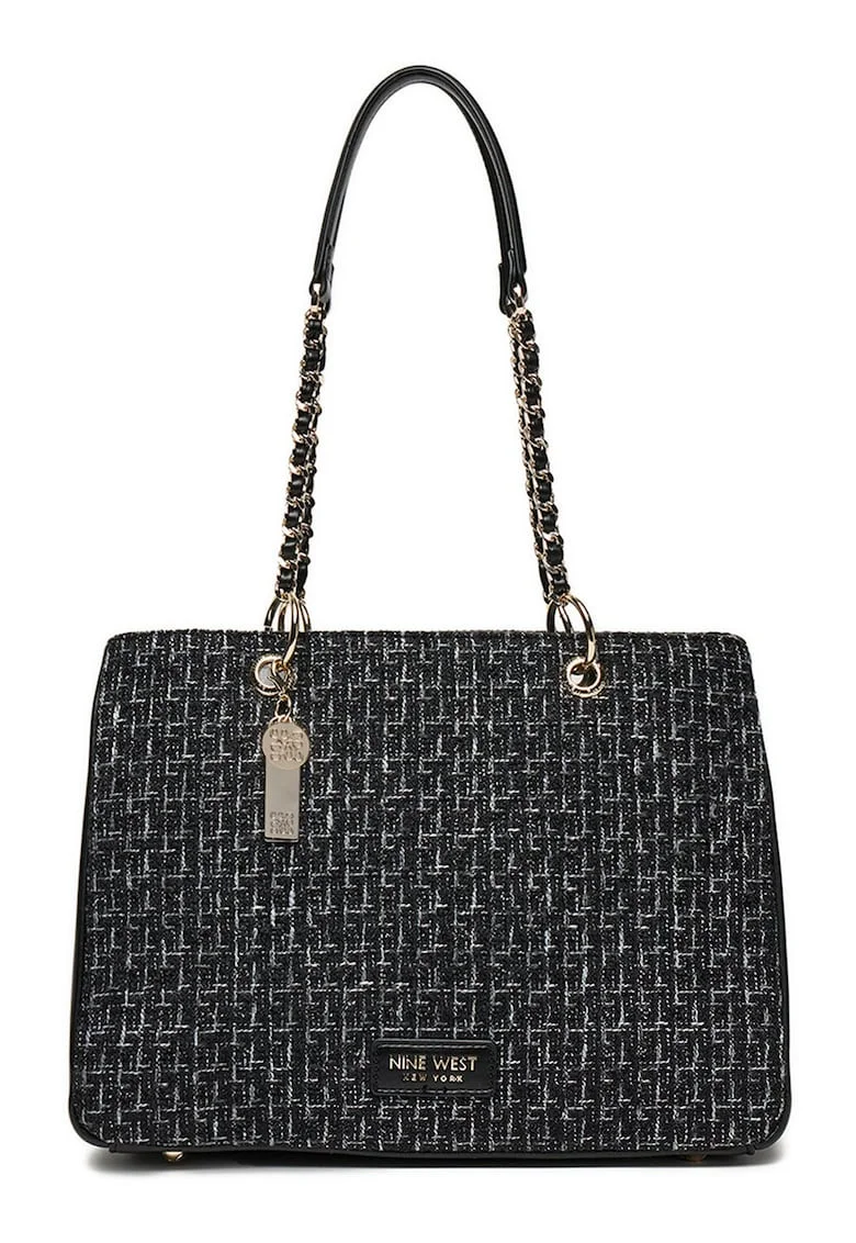 Geanta shopper  material sintetic, neagra, One Size INTL, set cu sac de protectie.