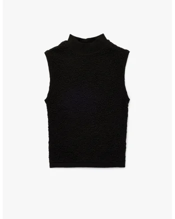 Bluza texturata cu guler inalt, Negru