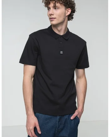 Tricou polo regular-fit de bumbac Deabono, Negru stins