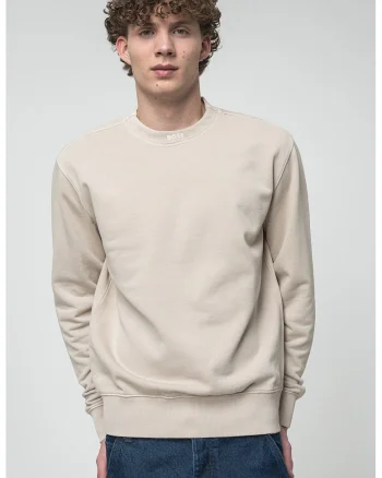 Bluza de trening lejera cu logo brodat discret, Bej