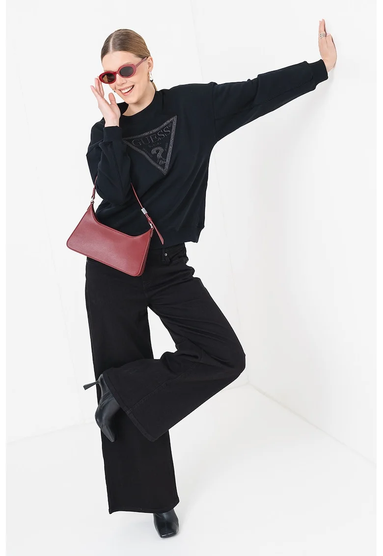 Bluza de trening cu broderie logo, Negru