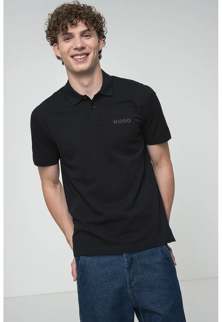 Tricou polo din bumbac, Negru