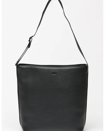 Geanta tote de piele ecologica cu logo, Negru