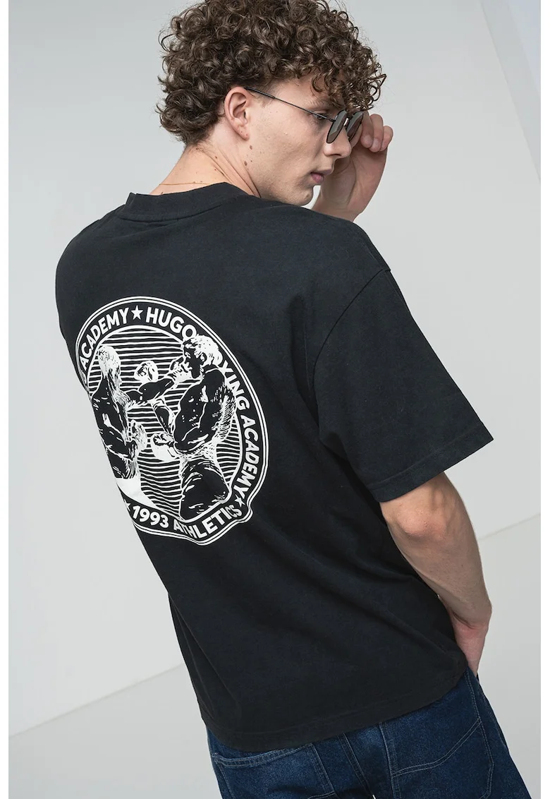 Tricou cu decolteu la baza gatului Dwresto, Negru