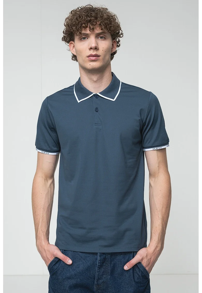 Tricou polo slim fit, Bleumarin