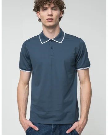 Tricou polo slim fit, Bleumarin